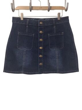 Rebel by Right Button Snap Denim Mini Skirt Sz 9